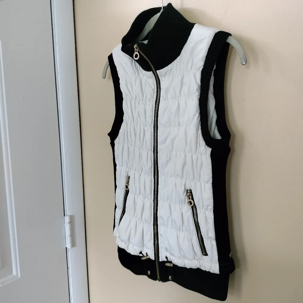 Calvin Klein Black White Quilted performance zip up vest S walking Jogging